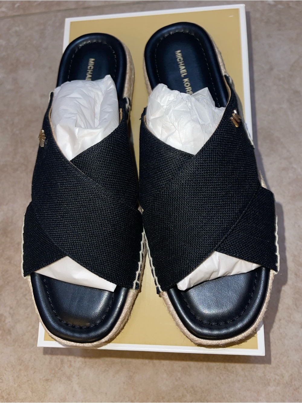 Michael Kors Black Kenzie Crisscross Sandals